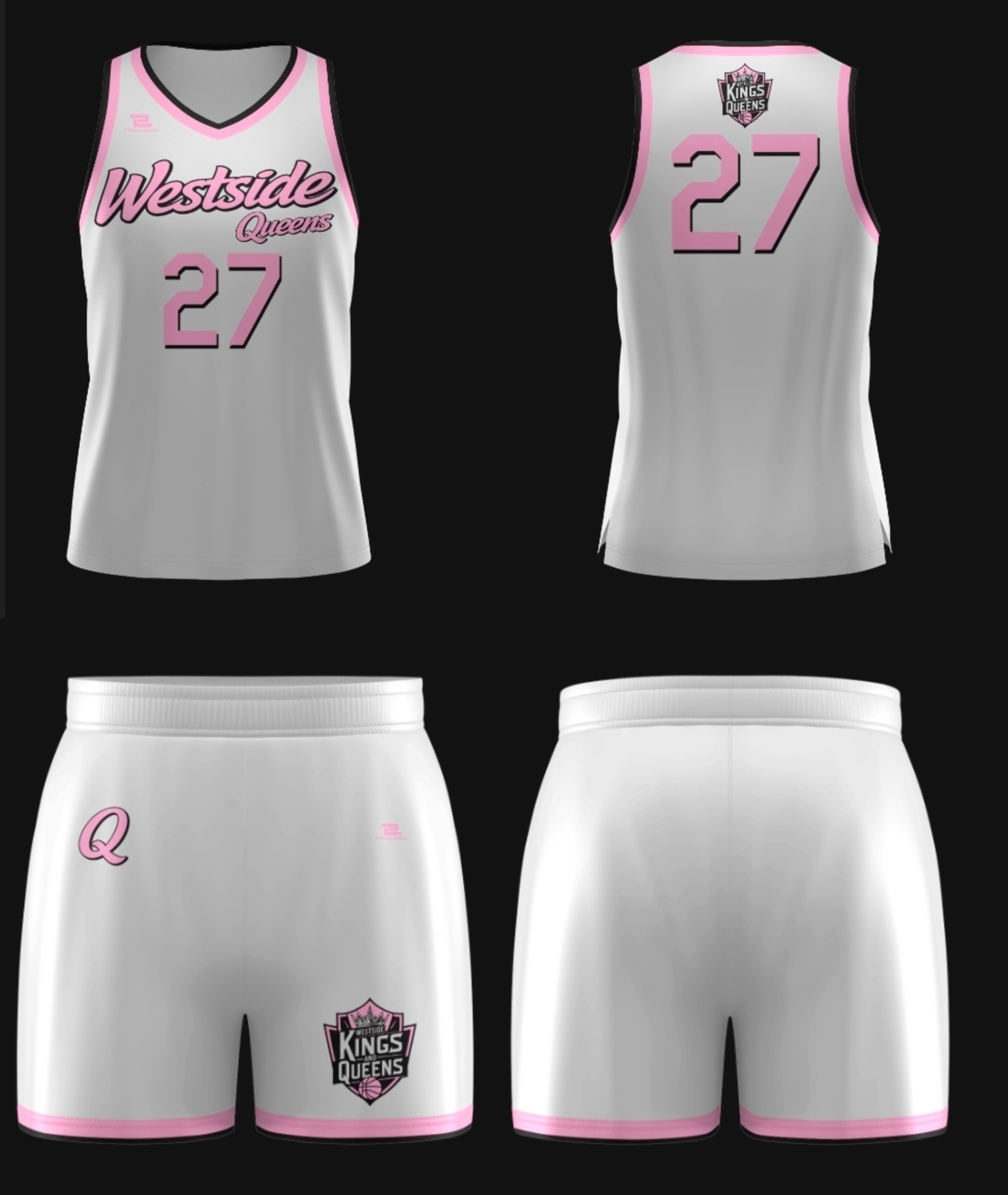 Queens jersey — white/pink home